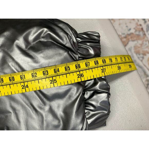 MACEOO + Gold Strike Mens Puffer Jacket Silver Metallic Shiny Spellout XL - Picture 10 of 14
